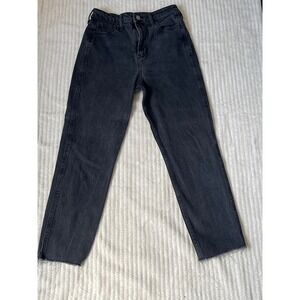 Hollister Ultra High-Rise Mom Jeans Washed Black Raw Hem 3S W26 L25 Stretch